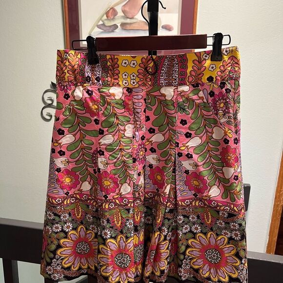 Cabi Asbury  A-Line Skirt with Pink and Green Floral Design NWOT #DO185 - Picture 3 of 10